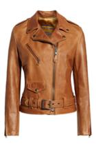Women's Schott Nyc Lightweight Perfecto Leather Jacket - Brown