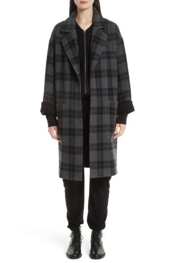 Women's Vince Plaid Car Coat - Black