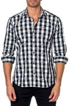 Men's Jared Lang Trim Fit Check Sport Shirt, Size - Black