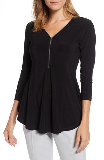 Women's Chaus Zip Neck Top - Black