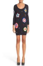 Women's Moschino Flower Patch Embroidered Wool Dress