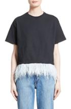 Women's Opening Ceremony Feather Trim Crop Tee /small - Black