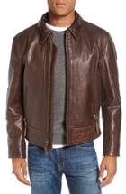 Men's Schott Nyc Antique Vintage Style Leather Moto Jacket