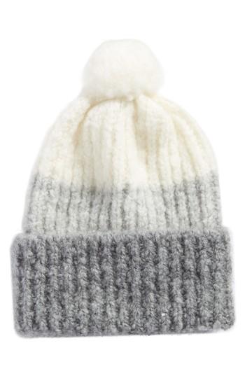 Women's Ugg Lofty Tricolor Pom Beanie - Grey