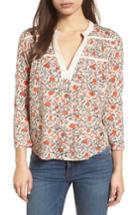Women's Lucky Brand Smocked Floral Print Blouse - Ivory
