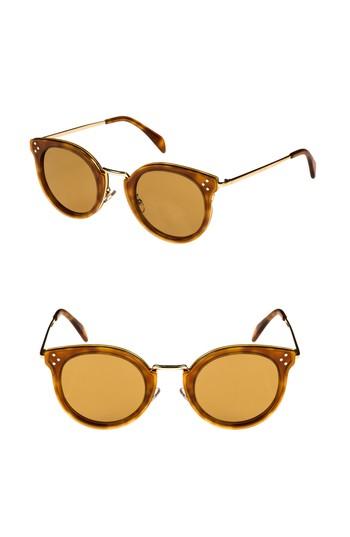 Women's Celine 49mm Round Sunglasses - Blonde Havana/ Antique Gold