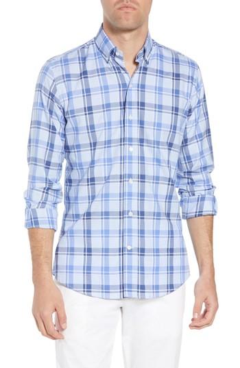 Men's Ledbury Guyton Slim Fit Plaid Sport Shirt 34 - Blue