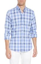 Men's Ledbury Guyton Slim Fit Plaid Sport Shirt 34 - Blue