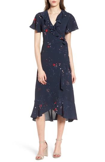 Women's Chelsea28 Ruffle Wrap Dress, Size - Blue