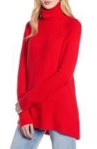 Women's Halogen High Low Oversize Wool Blend Sweater - Red