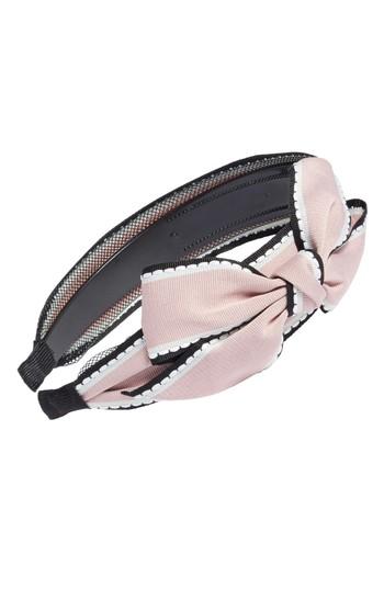 Cara Big Bow Stripe Headband, Size - Pink