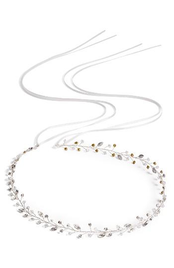 Brides & Hairpins Lucina Crystal Halo & Sash, Size - Metallic