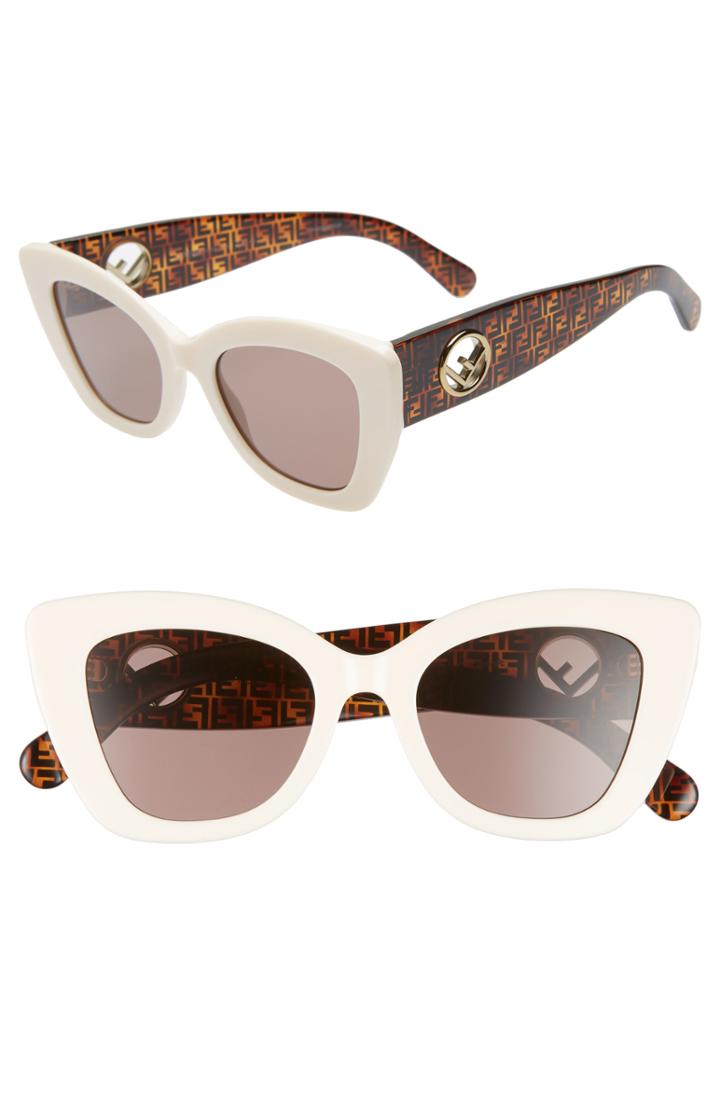 Women's Fendi 52mm Sunglasses - White