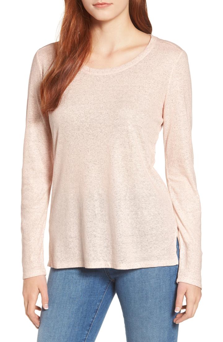 Women's Caslon Shimmer Crewneck Tee - Pink