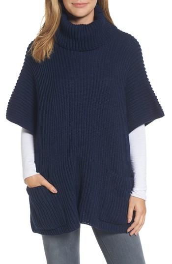 Women's Steve Madden Cowl Neck Poncho, Size - Blue