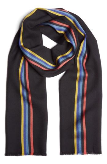 Men's Paul Smith Central Stripe Wool & Silk Scarf