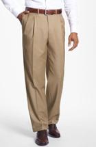 Men's Santorelli 'luxury Serge' Double Pleated Wool Trousers - Beige