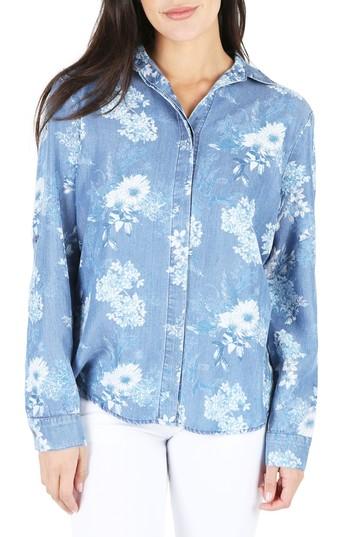 Women's Kut From The Kloth Floral Chambray Top - Blue
