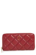 Women's Marc Jacobs Quilted Leather Zip Wallet - Burgundy