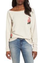 Women's Lucky Brand Embroidered Rose Sweatshirt - Ivory
