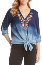 Women's Kane Kane Embroidered Ombre Top - Blue