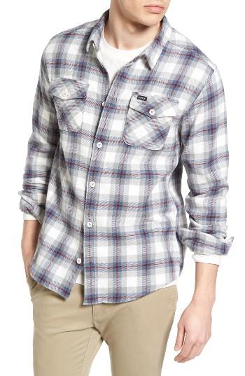 Men's Rvca 'that'll Work' Trim Fit Plaid Flannel Shirt - White