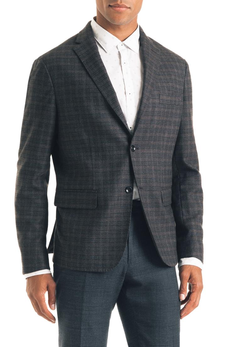 Men's Good Man Brand Uptown Trim Fit Plaid Wool Blend Sport Coat