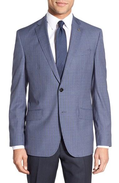 Men's Ted Baker London Trim Fit Check Wool Sport Coat S - Blue