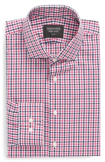 Men's Nordstrom Men's Shop Trim Fit Check Dress Shirt 34/35 - Pink