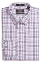 Men's Nordstrom Men's Shop Trim Fit Non-iron Check Dress Shirt .5 - 32/33 - Burgundy