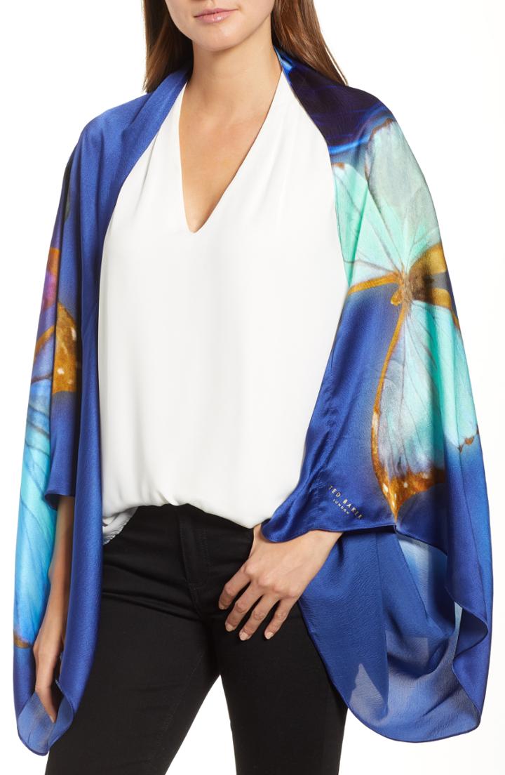 Women's Ted Baker London Butterfly Silk Cape Scarf