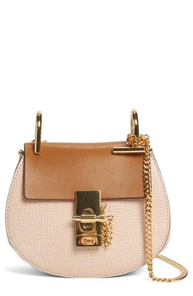 Chloe Nano Drew Calfskin Shoulder Bag - Beige