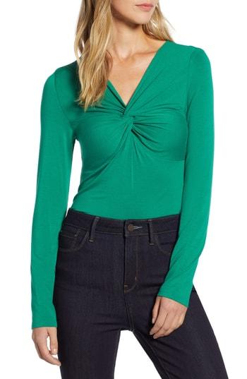 Women's Halogen Knot Neck Reversible Tee - Green