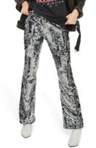 Women's Topshop Premium Sequin Flare Leg Trousers Us (fits Like 0-2) X - Metallic