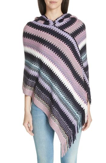 Women's Missoni Zigzag Hooded Poncho, Size - Purple