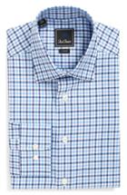 Men's David Donahue Trim Fit Plaid Dress Shirt .5 32/33 - Blue