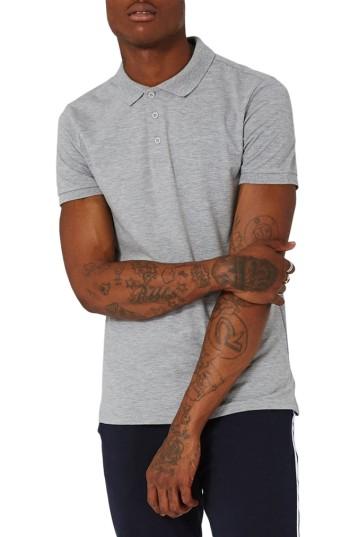 Men's Topman Muscle Fit Polo - Grey