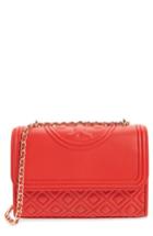 Tory Burch 'small Fleming' Quilted Leather Shoulder Bag - Red