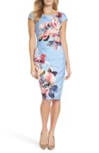 Petite Women's Adrianna Papell Magnolia Cowl Neck Sheath Dress P - Blue