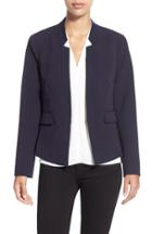 Petite Women's Ellen Tracy Fitted Reverse Lapel Blazer P - Blue
