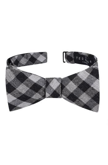 Men's Ted Baker London Gingham Silk Blend Bow Tie, Size - Black