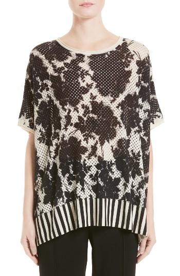 Women's Victor Alfaro Silk & Cashmere Floral Mesh Top