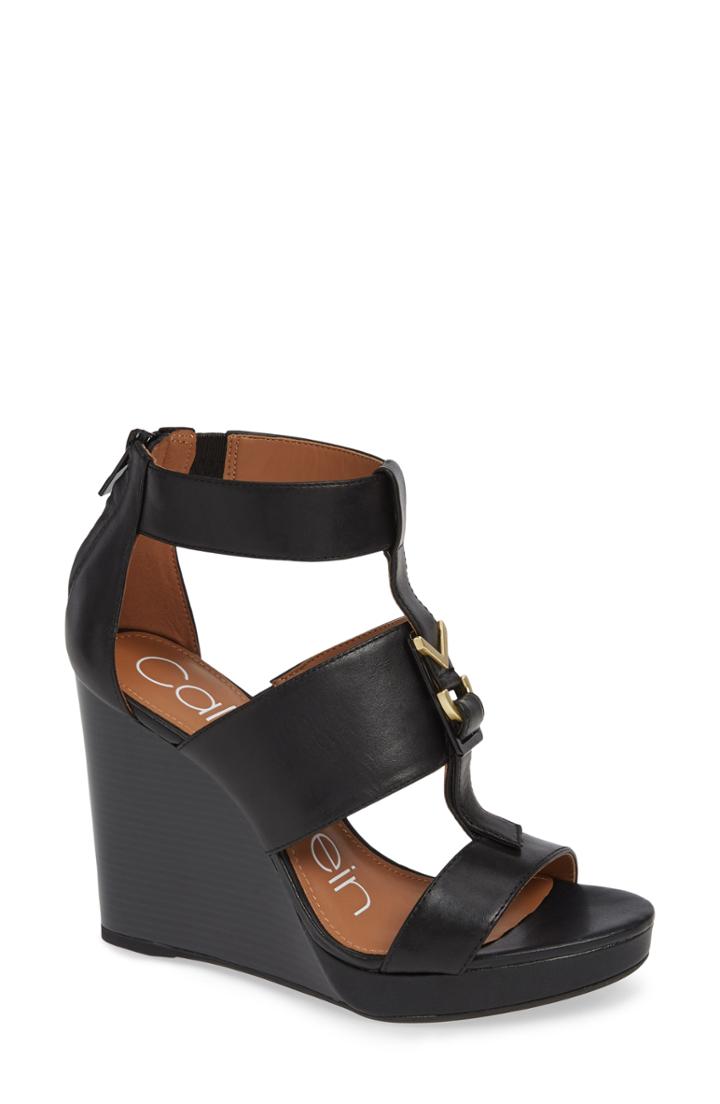 Women's Calvin Klein Racquel Wedge Sandal .5 M - Black