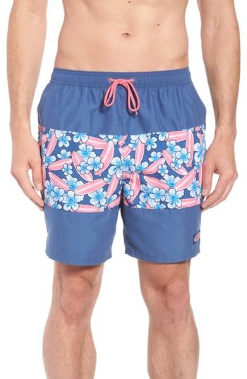 Men's Vineyard Vines Chappy Pieced Surfboard Swim Trunks, Size - Blue