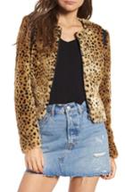 Women's Tinsel Faux Fur Leopard Jacket - Brown