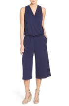 Women's Halogen Sleeveless Jersey Crop Jumpsuit - Blue