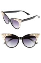 Women's Leith Metal Tipped Cat Eye Sunglasses - Black/ Gold
