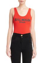 Women's Balmain Logo Bodysuit Us / 36 Fr - Red