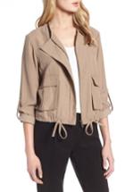 Women's Halogen Twill Zip Front Jacket - Brown