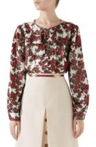 Women's Gucci Floral Print Silk Blouse Us / 42 It - Red
